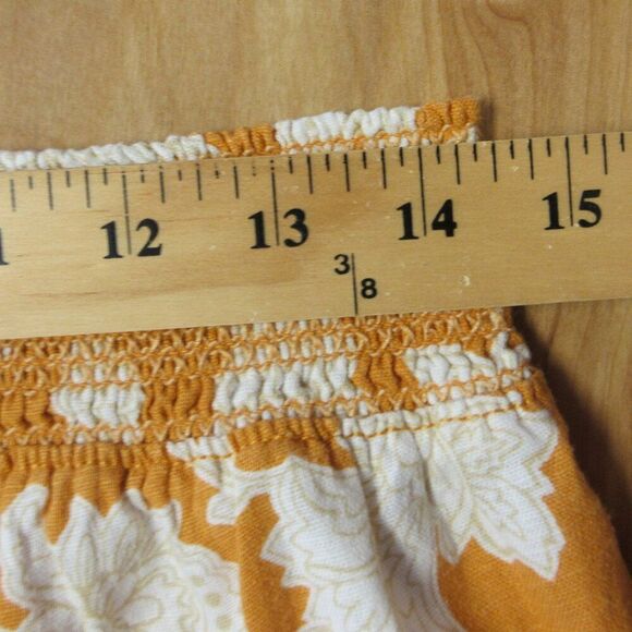 BRIGGS Linen Blend Pull On Shorts Womens Size M Cream Flowers Orange Floral NWT - Picture 13 of 13